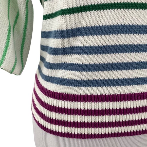 NWT KATE SPADE NEW YORK White Multicolor Striped Square Neckline Sweater Medium - Picture 7 of 9